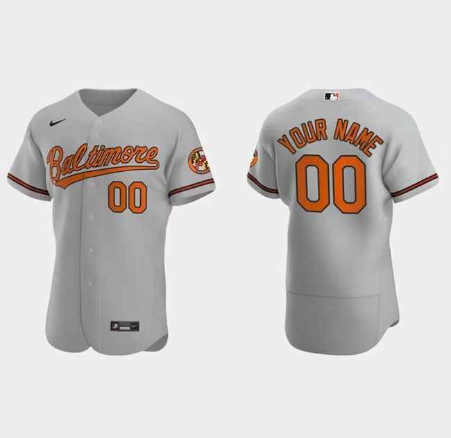 Men's Baltimore Orioles Active Player Custom Gray Flex Base Stitched Baseball Jersey Men's Baltimore Orioles Active Player Custom Gray Flex Base Stitched Baseball Jersey